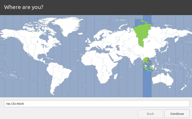 Chon khu vuc khi cai dat linux mint