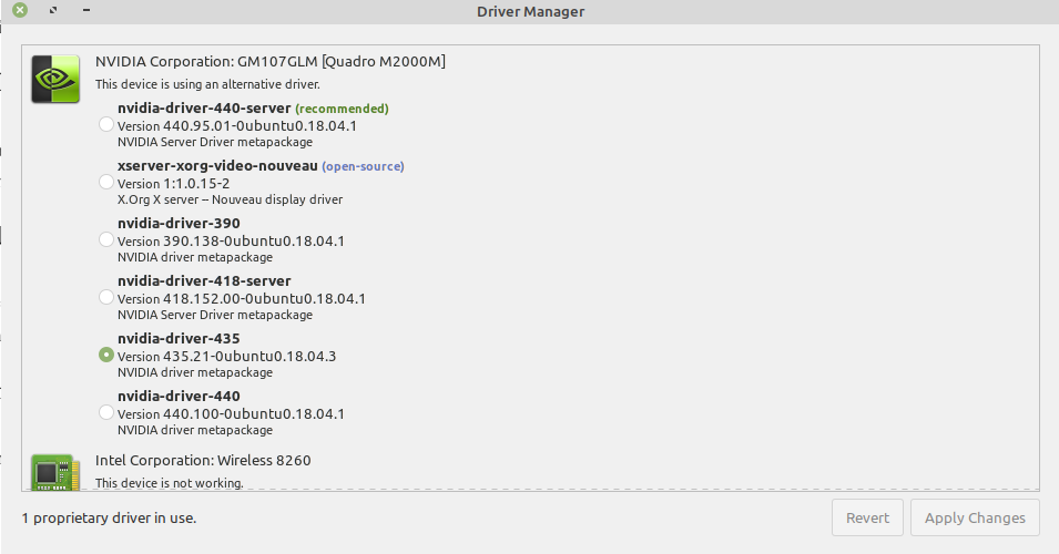 Driver manager trong linux mint