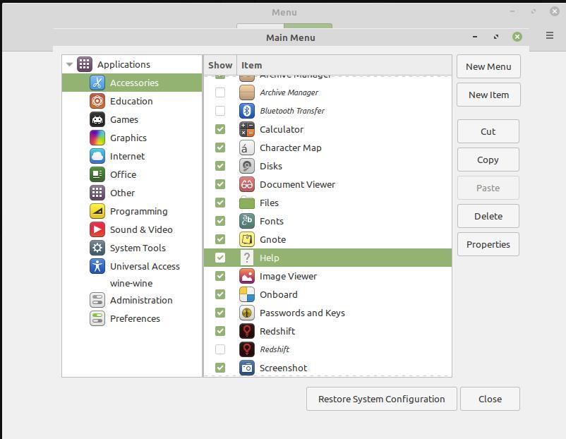 tuy chinh giao dien menu linux mint